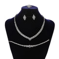 Simple Classic Bridal Wedding Accessories for Bride Flower Shaped Platinum Plated Jewelry Set CZ Zircon Casting Jewelry CN1841