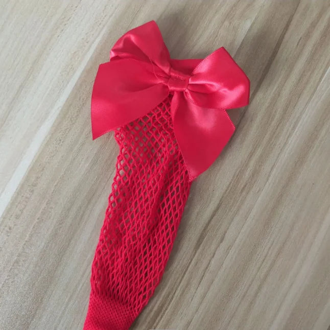White Pink Red Black Summer Kids Fishnet Socks Female Women Girls Bow Lace Mesh Kids Girl Sock