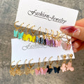 Wholesale 5 Pairs Earrings Set Simple Colorful Acrylic butterfly Pendant Fashion Dangle Earrings for Women