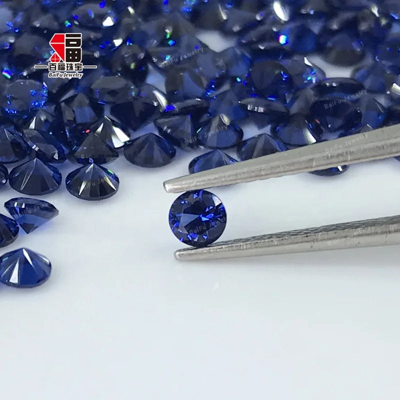 Baifu Jewelry Top Quality Loose Round Blue Sapphire Nano Gemstone for Wax Setting