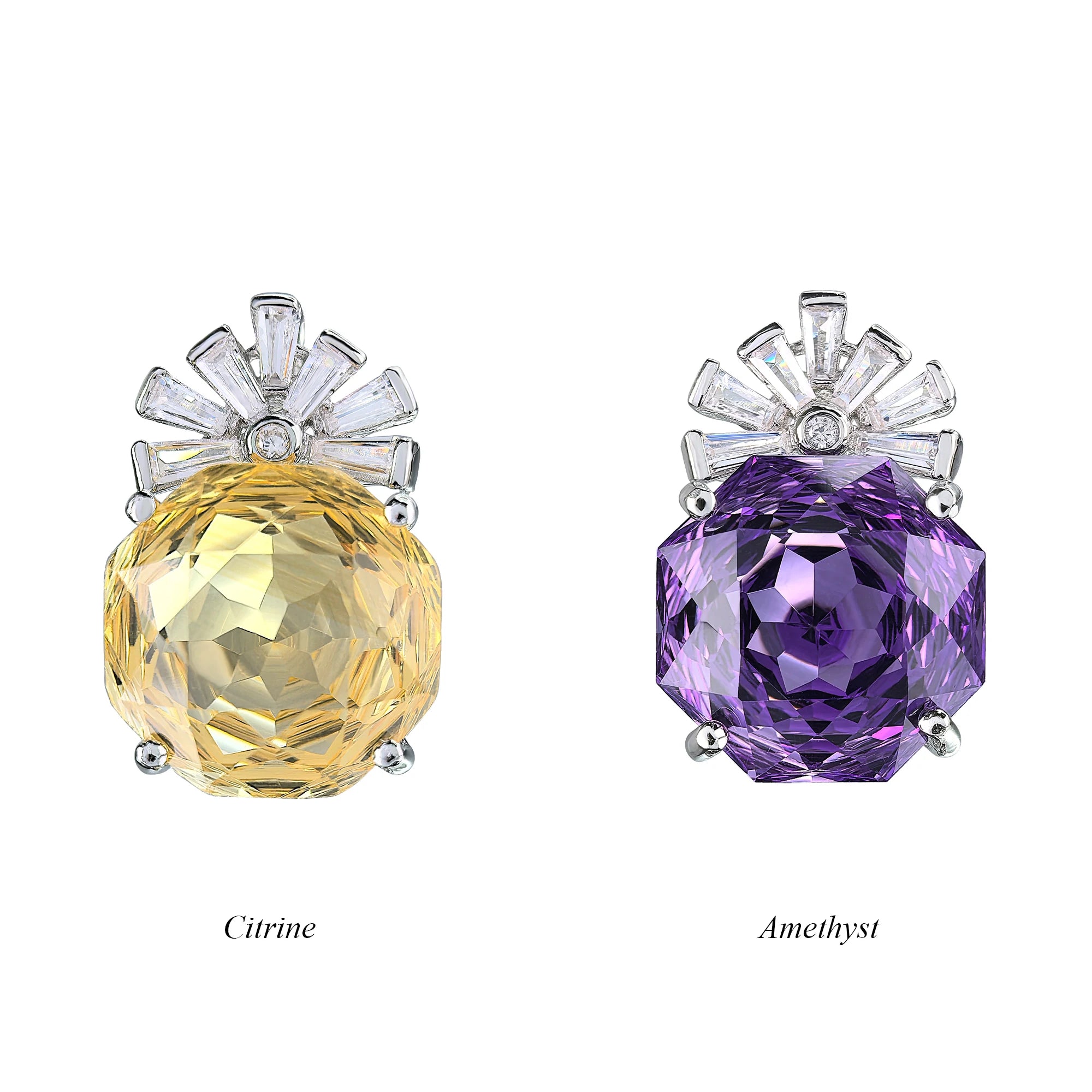 Factory Wholesale Rhodium Plated 925 Sterling Silver Rose Cut Natural Amethyst/Citrine Pendant for Women Gift Party Wear