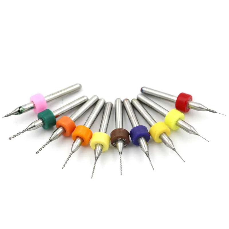 Set of 10 Mini CNC Micro Drill Bits Print Circuit Board 0.1mm-1mm/0.3mm-1.2mm Carbide Micro Woodworking Twist Processing Type