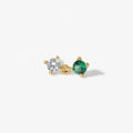 LOZRUNVE Sterling Silver 925 Trending Colored Cubic Zirconia Piercing Threaded Earring Jewelry 18k Gold