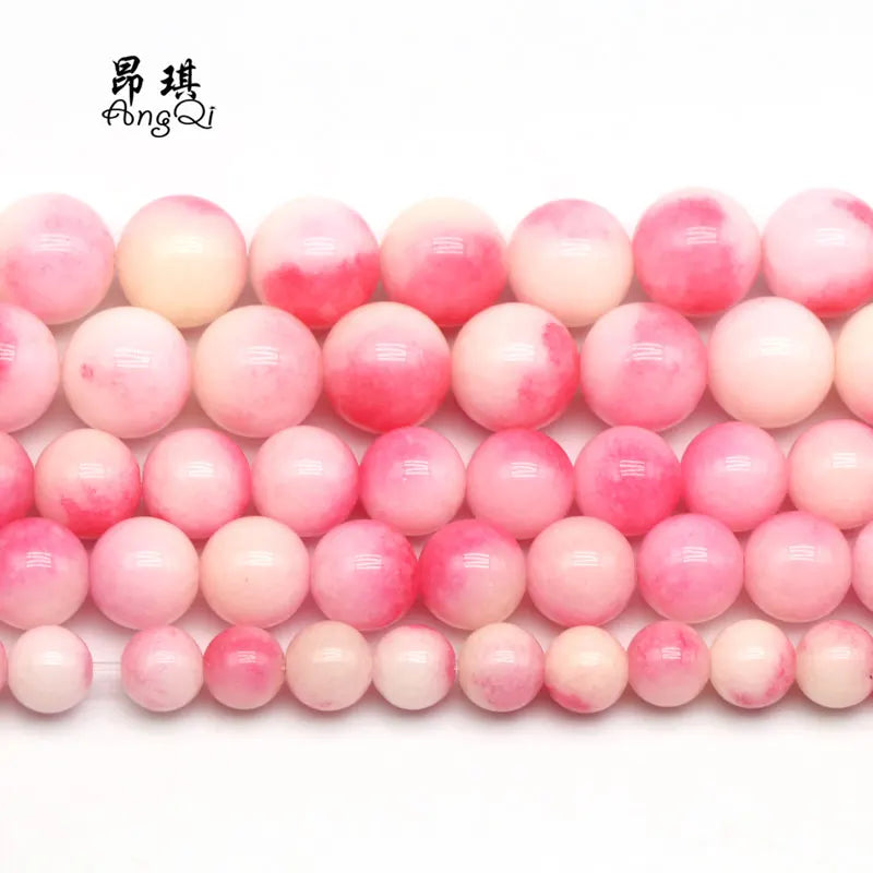 Wholesale Round Natural Stone Dyed Peach Pink Chalcedony Loose Beads for Jewelry Making