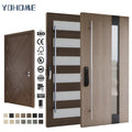 Canada Standard Customize Durable Safety Wood Veneer House Entryway Single Front Pivot Door With Vision Panel Glass Window