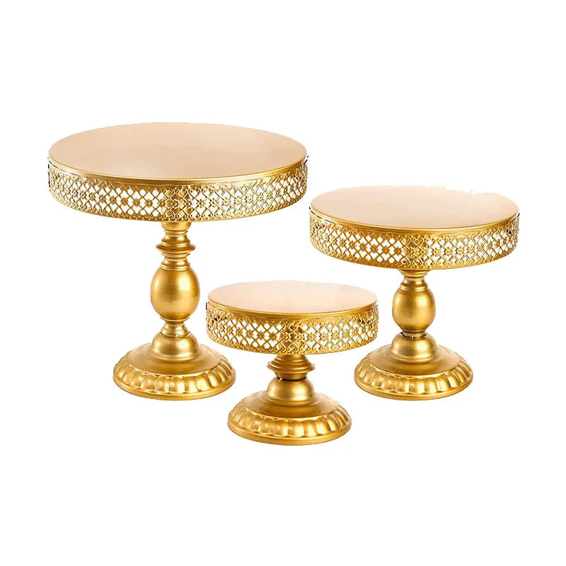 3-piece Set Gold Iron  Cake Holder Stand Set for Dessert Table Wedding Cakes Pastries Cupcakes Display Stands