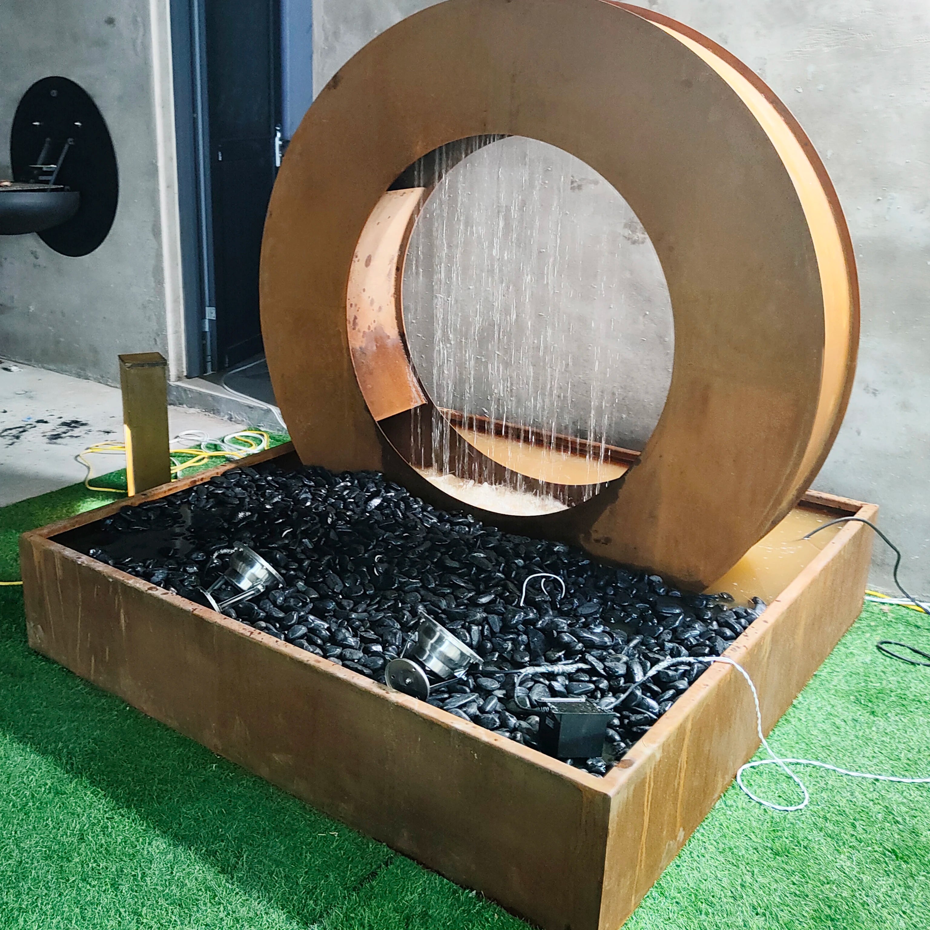 Home Decoration Steel Water Feature Fountain Corten Steel Garden Waterfalls Outdoor
