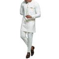 M-4Xl New Set Man 2 Pieces Wedding Prom Dashiki Men Outfit Dashiki Printed Long Sleeve Shirt White Trouser Suits for Men Set 2