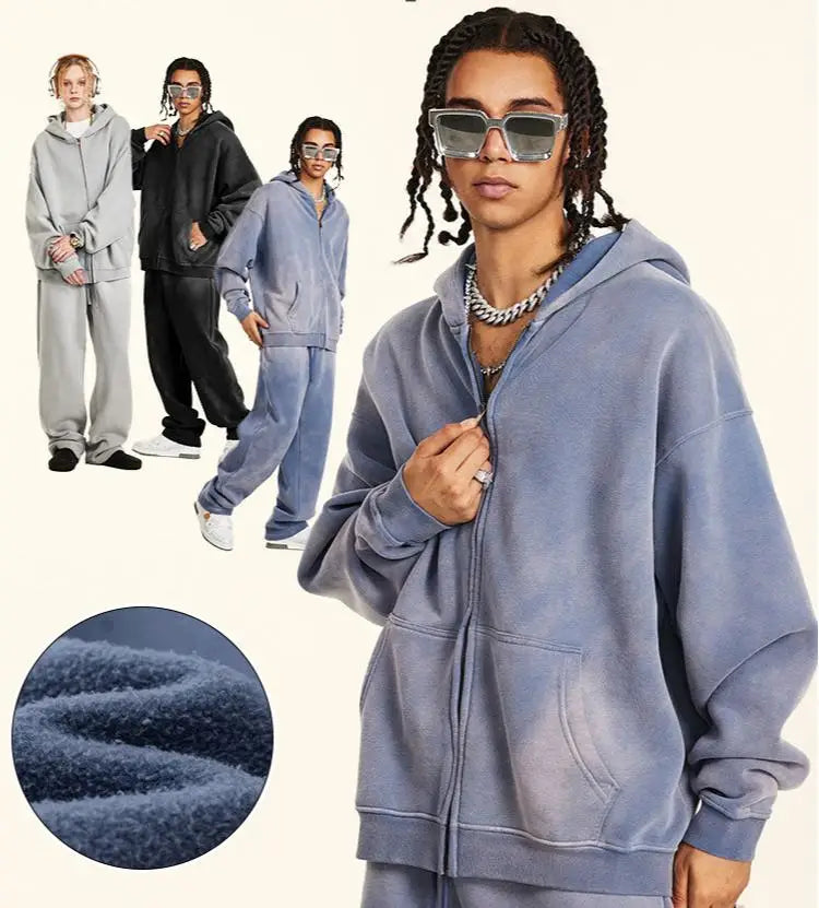 Cotton Blank Plain Luxury Stand Collar Short Cropped Hoodie Men Custom Oversize Streetwear Heavyweight Solid Winter Sweatshirts