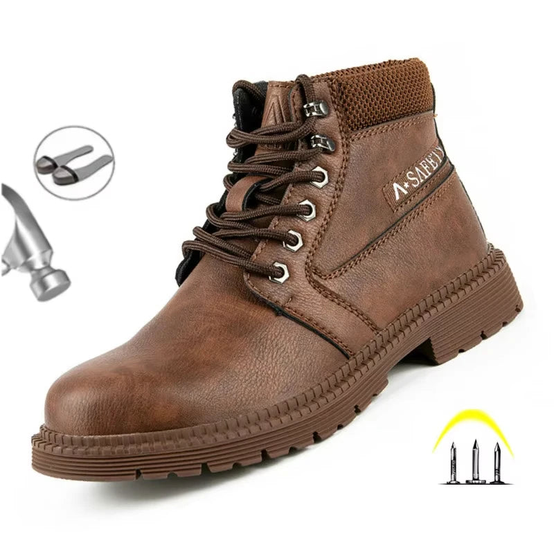 Waterproof Work & Safety Boots Men Leather Boots Indestructible Male Work Shoes Men Winter Boots Safety Shoes Men Steel Toe Shoe