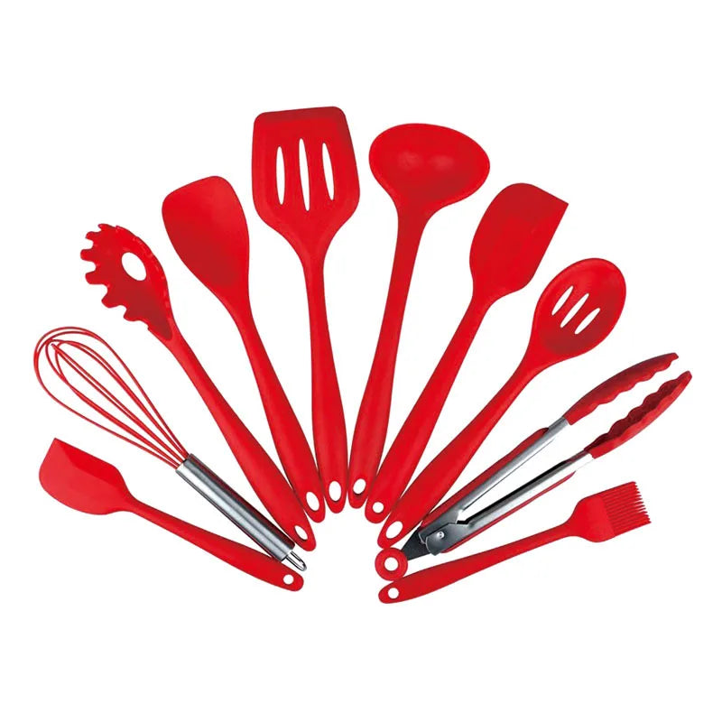 10PCS Kitchen Non-stick Cooking Tool Spoon Spatula  Shovel Utensils SetSilicone Kitchen Utensils Set