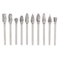 10PCS/Set 3mm Round Shank 6mm Tungsten Carbide Rotary File Drill BitBurr for Grinding Wood Iron Steel Wood Milling Cutter