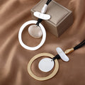 Stylish Geometric Metal Circle Long Leather Statement Necklace for Women Girls