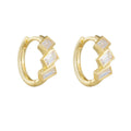 Fashion 925 Sterling Silver Earrings Geometric Rectangle square Diamond Zircon Gold Plated Hoop Earrings for Women