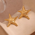 Spring 2024 Fashion Starfish 18k Gold Plated Stud Earrings for Women Stainless Steel Jewelry