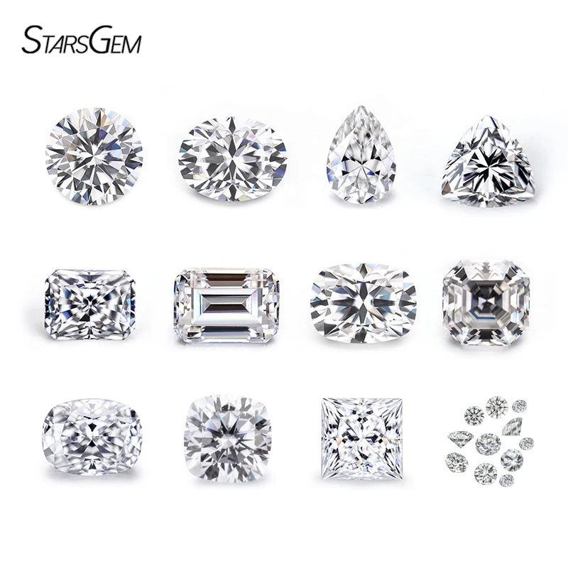 Starsgem Moissnaite 1ct D White  VVS Stone Mossanite Diamante Jewelry Moissanite Diamond Loose Moissanite for Jewelry
