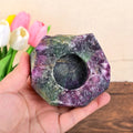 Wholesale Natural Energy Crystal Craft Candle Holder Carved Gemstone Engraving for Interior Decoration