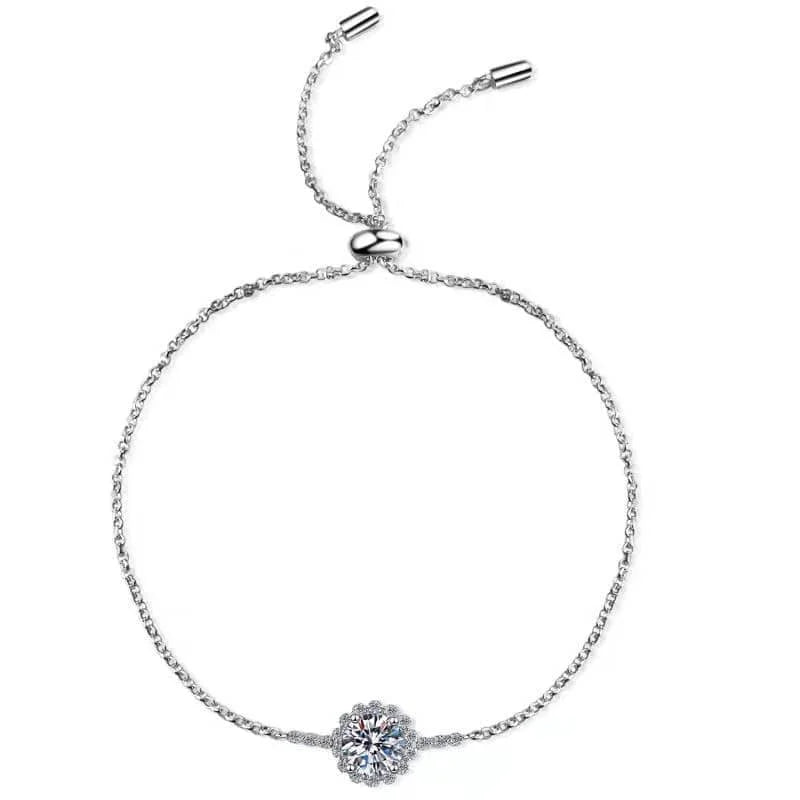 Custom Fine Jewelry 925 Sterling Silver Bracelet Luxury Full Pave 1ct Moissanite Diamond Bracelet Personalized Chain for Women