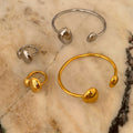 Dazan New Ins 18k Gold Plated Stainless Steel High Quality Super Shine Irregular Slime Exquisite Polish Dandelion Open Bracelet