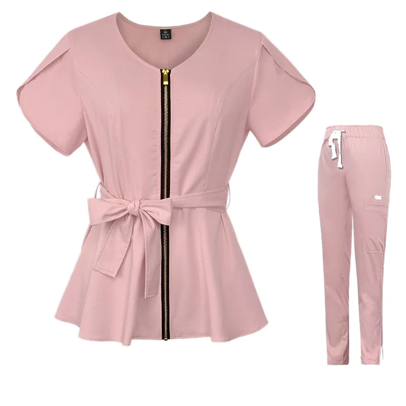 Scrubs Uniform V-neck Hospital Uniforms Nursing Scrubs Uniform Sets Short Sleeve Tops Jogger Pants for Women Nurse