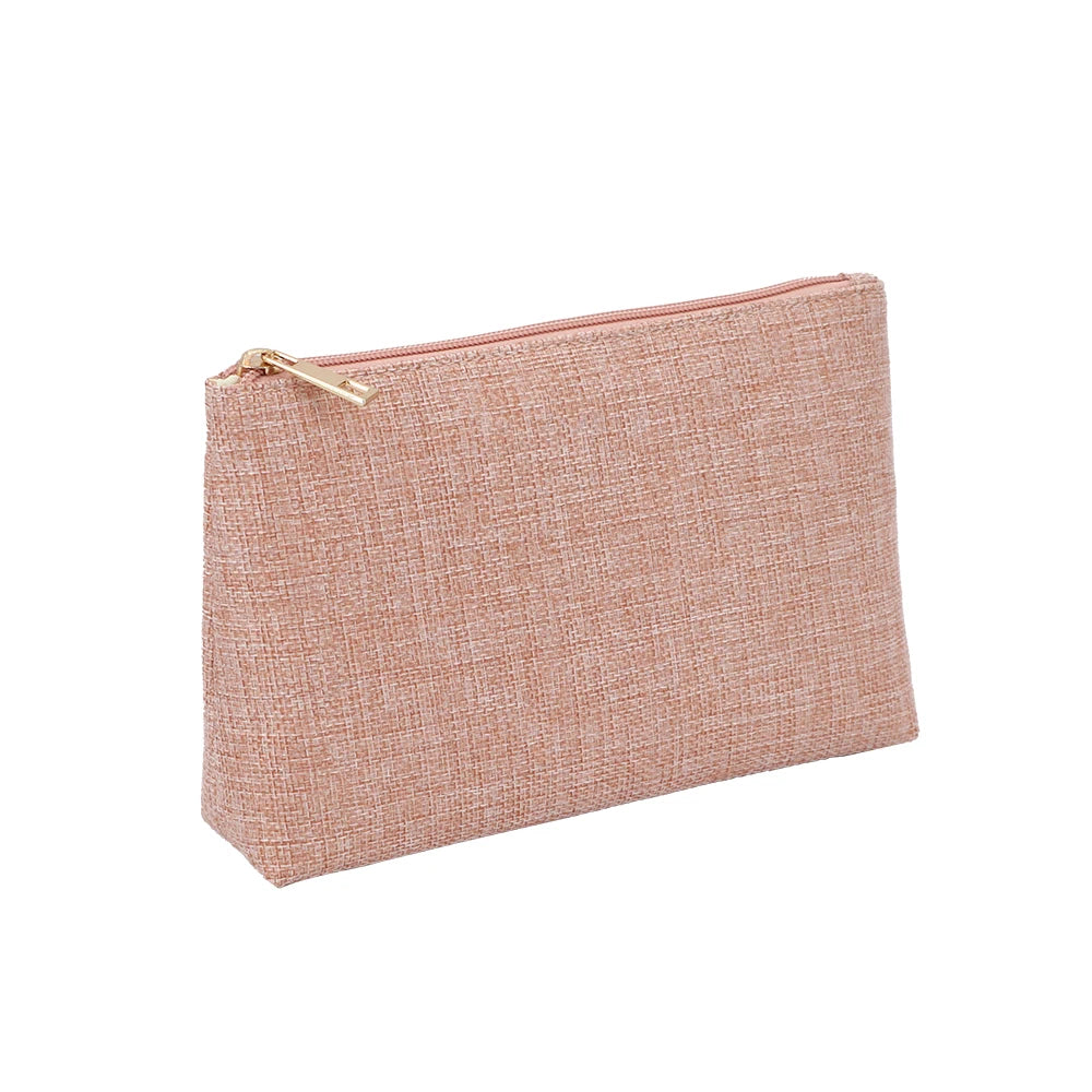 New Arrival 2021 Linen Cosmetic Makeup Zipper Pouch Bag with Custom Logo Printing Travel Organizer Bag for Gift