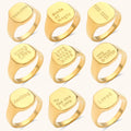 Ding Ran Custonizable Nameplate Letter Smooth Initial Ring 18k Gold Plated Tarnish Free Rings