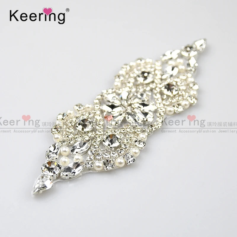 Fashion Wholesale Hot Sale Hot Fix Rhinestone Trimming/ Rhinestone Applique for Wedding Dress WRA-1016
