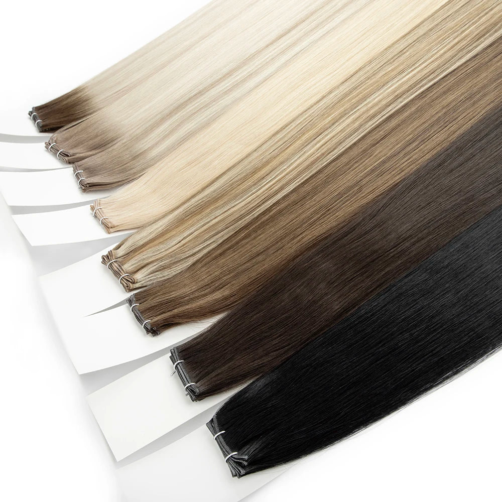 LeShine New Design Russian Hair InvisibleCan Be Cut Virgin Hand Tied Weft Genius Weft Hair Extensions Genius Weft