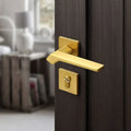 Factory Supply Zinc Alloy Door Lock Holder Modern Bedroom Door Handle Lock Lever Gold Door Handle
