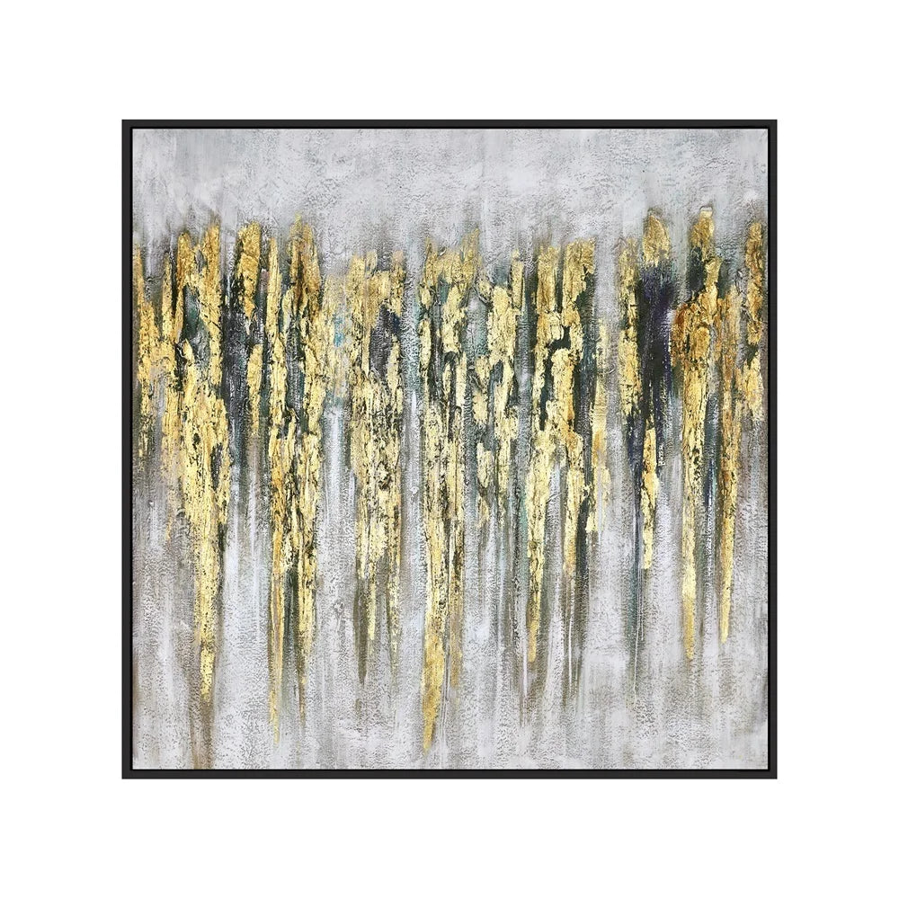 Abstract Gold Foil Hand Painting Modern Golden Wall Art Picture for Living Room Decor Big Size