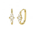 925 Sterling Silver Fine Jewelry Earrings Geometric Marquise Zircon Gold Plated Hoop Earrings Women