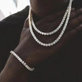 4mm Tennis Chain Hip Hop Custom 925 Sterling Silver Mens CZ Diamond Iced Out Tennis Chain Necklace CZ Tennis Chain Necklace