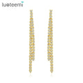 LUOTEEMI Luxury Brand Drop Bridal Micro Pave Design Lady European Cubic Zirconia Fashion Designer Earring