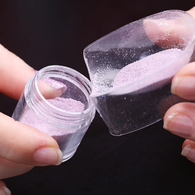 Professional Double Solid Reusable Portable Nail Powder Glitter Recycling Tool Transparent Plastic Container