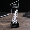 Custom Blank Glass Award Crystal Blade Shape Star Trophy for Company Business Souvenirs