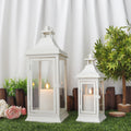 Antique White Large Candle Fragment Lanterns Large Floor Stand European Iron Empty  Hanging Lantern for Candle