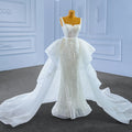 RSM222200 Sweetheart Detachable Train Sleeveless Beading Lace Gorgeous White Wedding Dresses