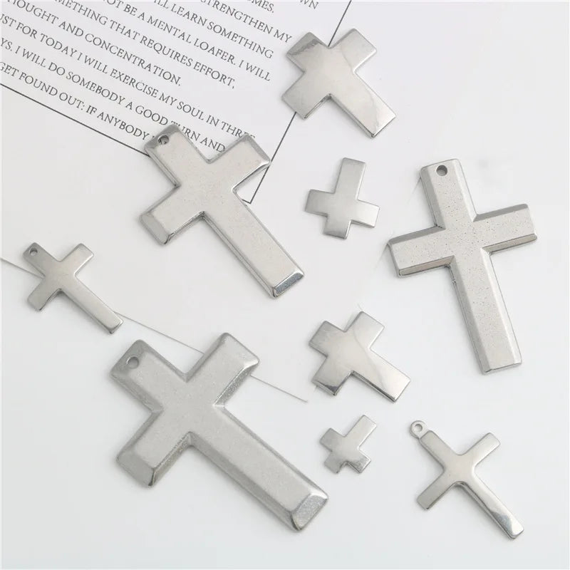 Stainless Steel Smooth Cross Necklace Bracelet Pendant Accessories DIY Jewelry Summer 2021 Dongguan
