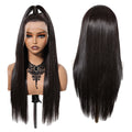 X-TRESS Layered Middle Part Lace Front Wig Long Silky Straight Synthetic Wig for Women Heat Resistant Fiber Hair Wigs