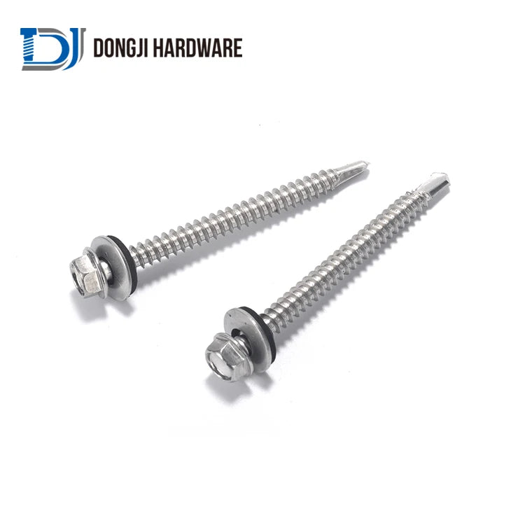 Dongji DIN7504K Hex Head Collated Drywall Screws for Plastic Stainless Steel Self Drilling Screw for Metal Solar Panel Screw