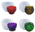 HY Relief Flower Candle Jar Resin Molds Silicone Tealight Candlestick Tray Molds for Epoxy Resin Casting Craft