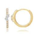 14/18K Gold Plated Two Lab Diamond Moissanite Zircon Pave 2024 Designer Fashion Jewelry Huggie Hoop Sterling Silver Earrings