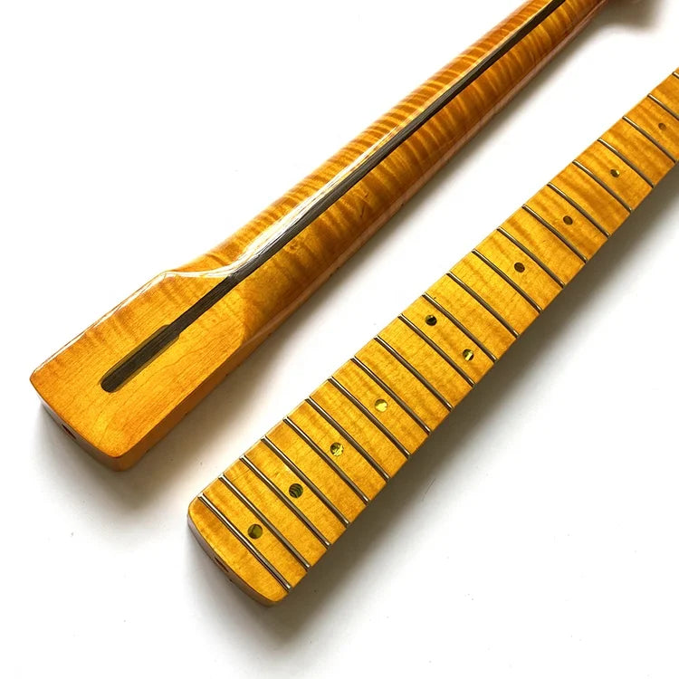 Best Selling DIY Electric Guitar Neck 21 Fret Vintage Tint ST Tiger Flame Maple Guitar Neck for Sale