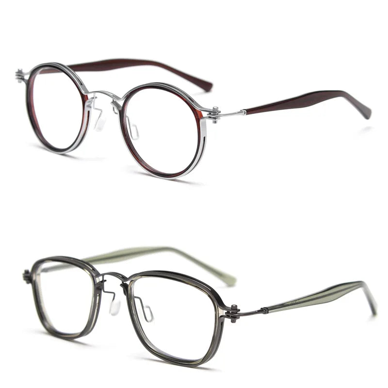 Handmade Plate Foot Personality Retro Metal Flat Mirror Punk Myopia Glasses Frame