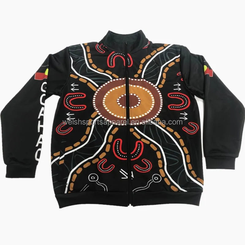 Custom Print Sublimated Autumn Team Training Jogging Suit Zipper Hoodie Quick Dry Breathable Warm up Uniform Plus Size Unisex