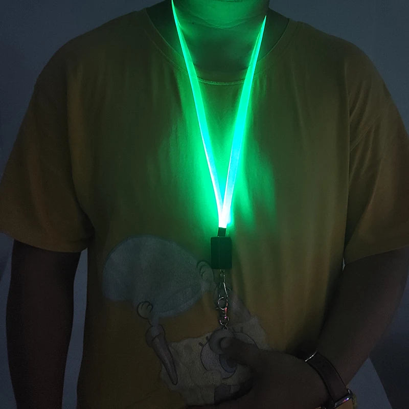 Ismart ID Badge Holder Light up Lanyard Name Card Holder Lanyard Neck LED Lanyard with Key Ring