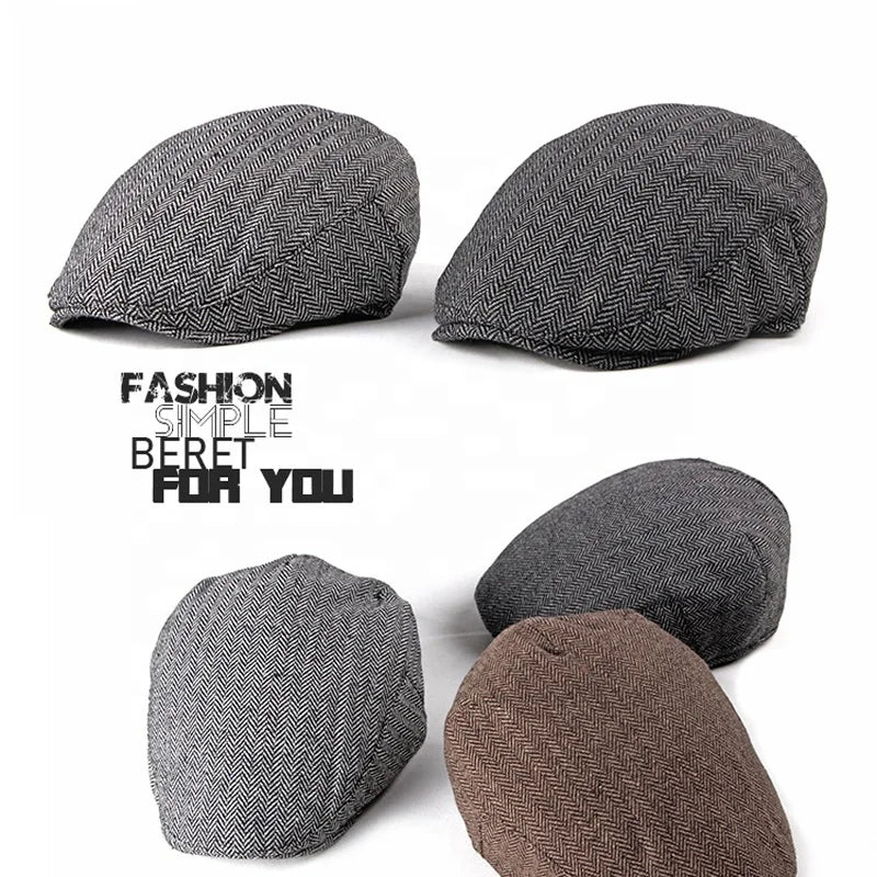 MIO New Stylish Spring Autumn Men Women Fashion Simplicity Beret Casual Hat Herrybone Tweed Newsboy Ivy Hat Vintage Beret