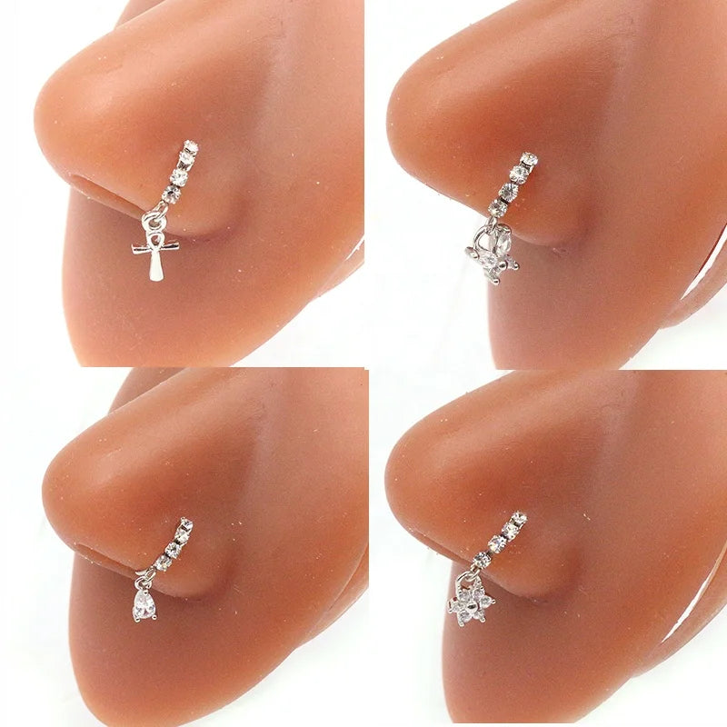 Gaby New Arrive Stainless Steel  butterfly Nose Ring  Oval Link Chain Nose Hoop Nose Ring  Jewelry