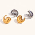 Dingran New Design Jewelry Manufacturer Wave Stud Earrings Gold Plated Stainless Steel Glossy Earring