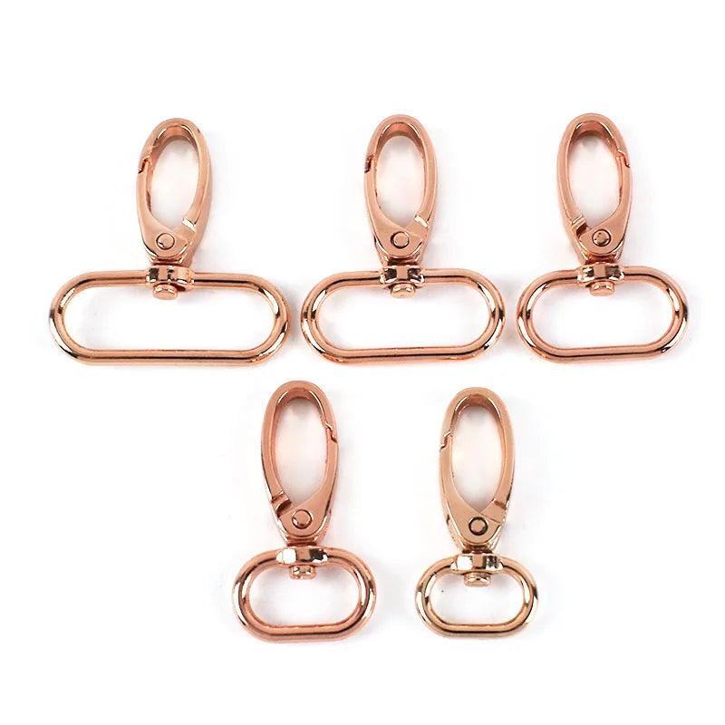 16/20/25/32/38mm Bag Parts Clasp Keyring Handbag Hardware Metal Snap Rose Gold Swivel Hook Plated Spring Lobster Clasp Golden